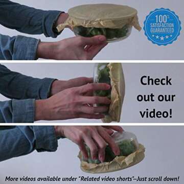 Reusable Eco Friendly Beeswax Wrap: Zero Waste Organic Bee Wax & Jojoba Oil Snack Sandwich Wraps - Non Plastic Biodegradable Bees Cling Cheese Paper Wrappers for All Natural Food Storage (Original,1)