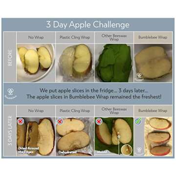 Reusable Eco Friendly Beeswax Wrap: Zero Waste Organic Bee Wax & Jojoba Oil Snack Sandwich Wraps - Non Plastic Biodegradable Bees Cling Cheese Paper Wrappers for All Natural Food Storage (Original,1)