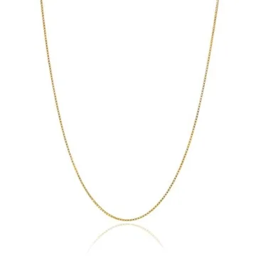 Bling For Your Buck 18K Gold over Sterling Silver .8mm Thin Italian Box Chain Necklace - 16"