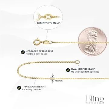 Elegant 18K Gold over Silver Italian Box Chain Necklace