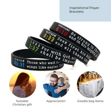 Ezekiel Gift Co. (12-pack) Religious Silicone Bracelets with Assorted Bible Verses - Wholesale Church Supplies Bible Study Tools