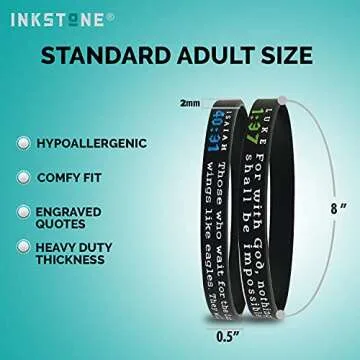Religious Silicone Wristbands - 12 Pack with Scriptures