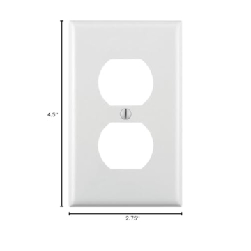 Leviton 80703-W 1-Gang Duplex Device Receptacle Wallplate, Standard Size, Thermoplastic Nylon, Device Mount, White, 1 Pack