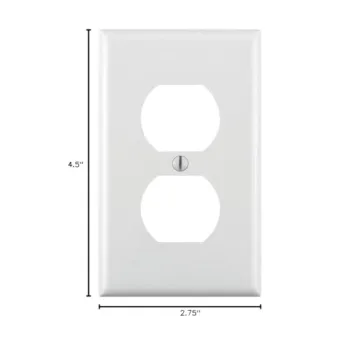 Leviton 80703-W 1-Gang Duplex Device Receptacle Wallplate, Standard Size, Thermoplastic Nylon, Device Mount, White, 1 Pack