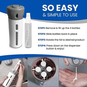 GOHARI 4 in 1 Travel Dispenser - Portable Liquid Container