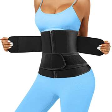 Atbuty Short Torso Waist Trainer Waist Cincher Corset Tummy Control Body Shaper Trimmer Belt (Black ...
