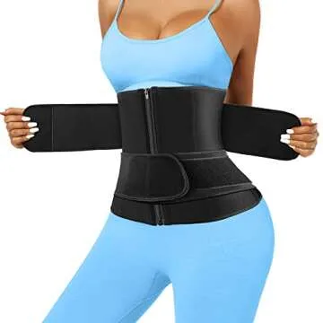 Atbuty Short Torso Waist Trainer Waist Cincher Corset Tummy Control Body Shaper Trimmer Belt (Black ...