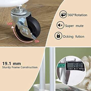 WkHocYHm 3-Tiers Rolling Utility Cart for Storage