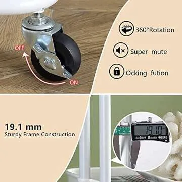 WkHocYHm 3-Tiers Rolling Utility Cart for Storage