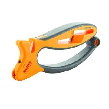 Smith's 50185 Jiffy-Pro Handheld Sharpener - 2-Stage Sharpening - Large Scissors & Shear Sharpening Slots - Outdoor Sharpener for Pocket, Hunting, Fishing & Kitchen Knives - Soft Grip Handle