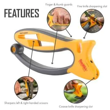Smith's 50185 Jiffy-Pro Handheld Sharpener - 2-Stage Sharpening - Large Scissors & Shear Sharpening Slots - Outdoor Sharpener for Pocket, Hunting, Fishing & Kitchen Knives - Soft Grip Handle