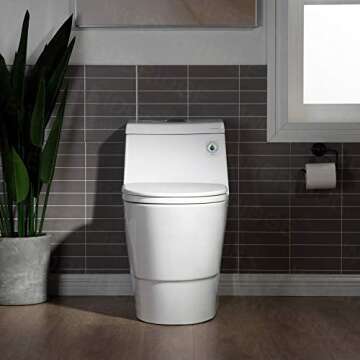 WOODBRIDGEE One Piece Toilet with Soft Closing Seat, Chair Height, 1.28 GPF Dual, Water Sensed, 1000...