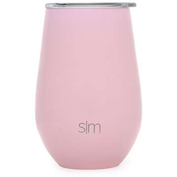 Simple Modern Wine Tumbler with Press-In Lid | Insulated 12oz Stemless Glass Cup or Coffee Mug with Lid Christmas Gifts for Women Men | Spirit Collection | Blush