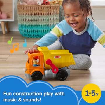 Fisher-Price Little People Toddler Construction Toy Work Together Dump Truck with Music & Accessorie...
