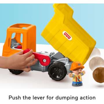 Fisher-Price Little People Toddler Construction Toy Work Together Dump Truck with Music & Accessories for Pretend Play Kids Ages 1+ Years​
