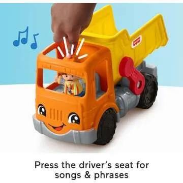 Fisher-Price Little People Toddler Construction Toy Work Together Dump Truck with Music & Accessories for Pretend Play Kids Ages 1+ Years​