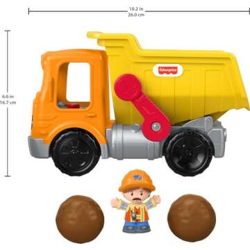 Fisher-Price Little People Toddler Construction Toy Work Together Dump Truck with Music & Accessories for Pretend Play Kids Ages 1+ Years​