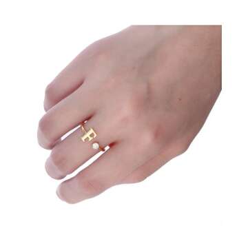 MANZHEN Personalized Gold Initial Letter Ring A-Z Stackable Ring (K)