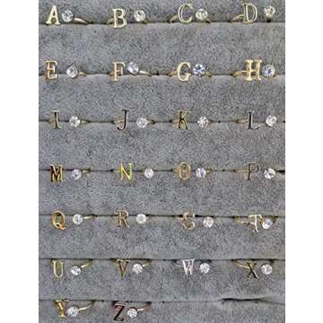 MANZHEN Personalized Gold Initial Letter Ring A-Z Stackable Ring (K)