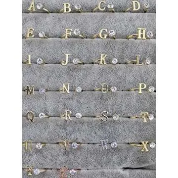 MANZHEN Personalized Gold Initial Letter Ring A-Z Stackable Ring (K)