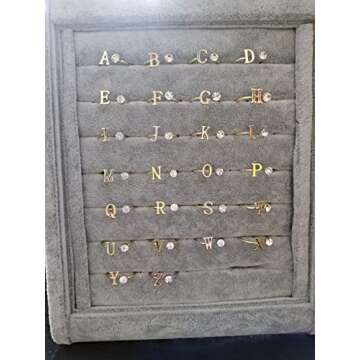 MANZHEN Personalized Gold Initial Letter Ring A-Z Stackable Ring (K)