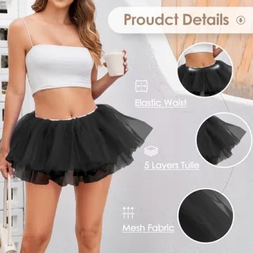 Elegant Women 5 Layers Tutu Skirt for Halloween and Costume