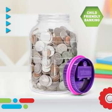 DISCOVERY KIDS Digital Coin-Counting Money Jar with LCD Screen, Keeps Track of Deposits, Battery Operated, Automatic Piggy Bank Savings for US Coins, Childrens Financial Educational Learning Tool Gift