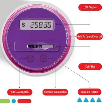 DISCOVERY KIDS Digital Coin-Counting Money Jar with LCD Screen, Keeps Track of Deposits, Battery Operated, Automatic Piggy Bank Savings for US Coins, Childrens Financial Educational Learning Tool Gift