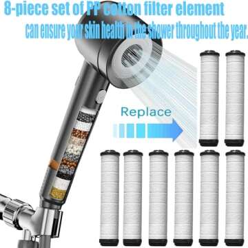 Shower Filter for Handheld Shower Head, Set of 8 Multi-Storey Replacement Filters for Hard Water Remove Chlorine and Harmful Substances,Make Bathing Healthier.