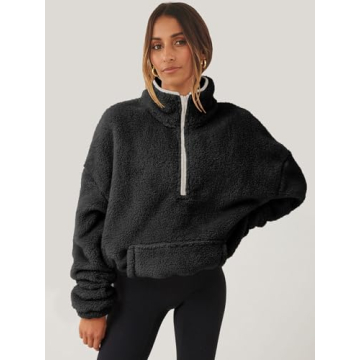 ANRABESS Women's Cozy Zip Up Hooded Sweatshirt for Winter