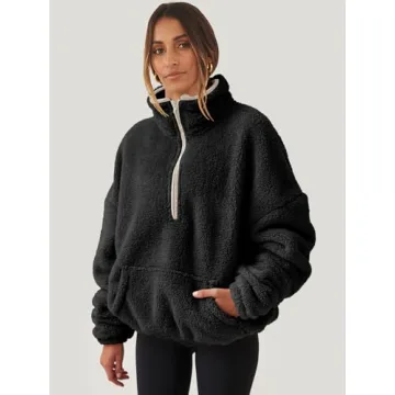 ANRABESS Women's Cozy Zip Up Hooded Sweatshirt for Winter