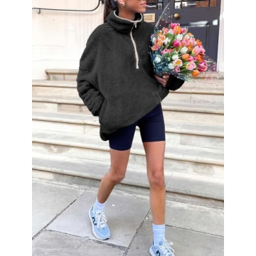 ANRABESS Women's Cozy Zip Up Hooded Sweatshirt for Winter