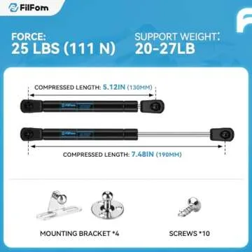 FILFom 7.5 Inch Gas Struts Shocks 25Lb/111N, ML1125 Gas Props Spring Lift Support for RV Cabinet Door Sentry Safe Replacement Truck Toolbox Toy Box Storage Deck Boat Hatch, Set of 2