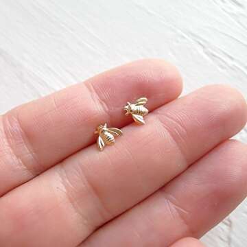Little Gold Bee Stud Earrings