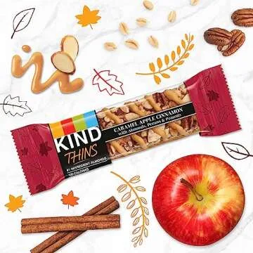 KIND THINS Caramel Apple Cinnamon with Almonds, Pecans, & Peanuts, Gluten Free, 100 Calorie, Healthy Snacks, 10 Bars (Pack of 1)