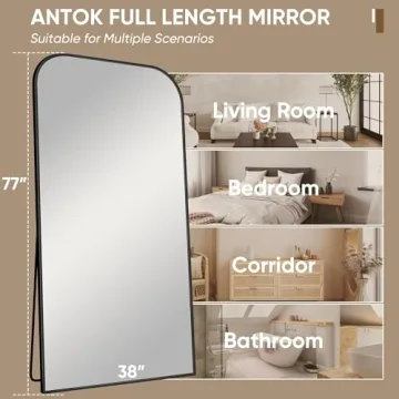 Stylish Antok Full Length Mirror, 78"x38" with Arched Design