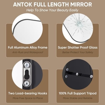 Stylish Antok Full Length Mirror, 78"x38" with Arched Design