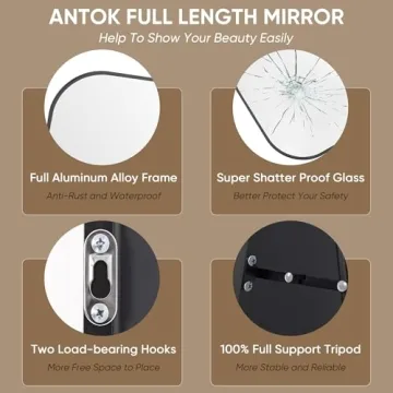 Stylish Antok Full Length Mirror, 78"x38" with Arched Design