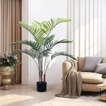 Romantic Season Artificial Palm Tree 3FT, Red Faux Palm Tree Fake Potted Tree Plastic Palm Tree for Modern Home Office Living Room Floor Décor Indoor