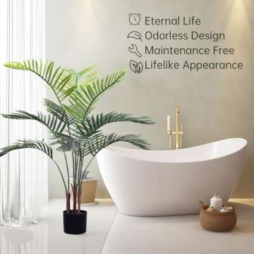 Romantic Season Artificial Palm Tree 3FT, Red Faux Palm Tree Fake Potted Tree Plastic Palm Tree for Modern Home Office Living Room Floor Décor Indoor