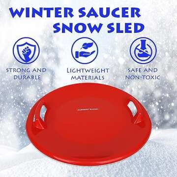 Slippery Racer Heavy-Duty Cold Resistant Downhill Pro Plastic Outdoor Winter Saucer Disc Snow Sled w...