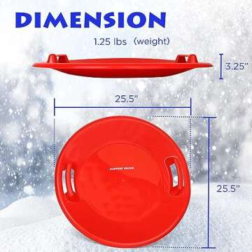 Slippery Racer Heavy-Duty Cold Resistant Downhill Pro Plastic Outdoor Winter Saucer Disc Snow Sled with Handles, Red