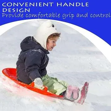 Slippery Racer Heavy-Duty Cold Resistant Downhill Pro Plastic Outdoor Winter Saucer Disc Snow Sled with Handles, Red