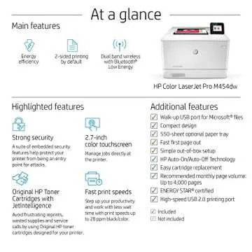HP LaserJet Pro M454 M454dw Laser Printer - Color (Renewed)