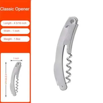 Unidalife Wine/Beer Opener Waiter Corkscrew Wine Key with Foil Cutter&Wine Stopper-Classic All-in-one Corkscrew Bottle Opener For Beer Bar Restaurant Waiters-Stainless Steel Handle