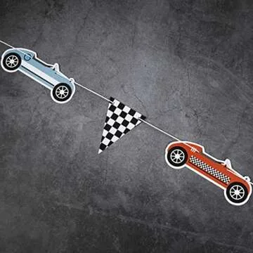 Retro Race Car Birthday Banner for Party Decor