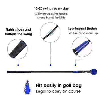 Greatlizard Golf Swing Training Aid Golf Swing Trainer Aid Golf Practice Warm-Up Stick for Strength Flexibility and Tempo Training Golf Golf Swing Aid for Men and Women