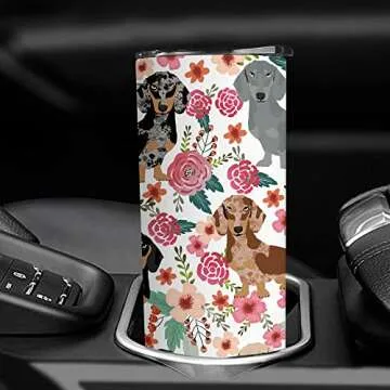 Heqianco Dachshund gifts - Dachshund gifts for women - Dachshund for Dog Lovers-20 oz Dachshund Tumbler with Straw and Lid - Stainless Steel Insulated Travel Coffee Mug
