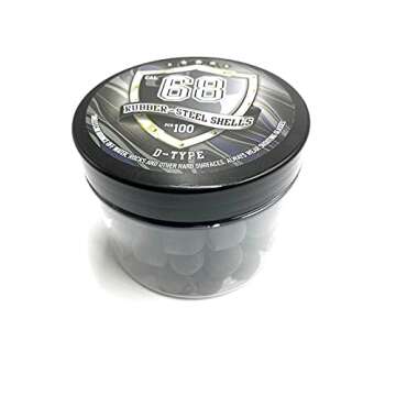 SSR New! 100 x D-Type Hard Mix Rubber Steel Shells Rubber Balls Mixed with Steel Powder 6 Grams Heavy Ammunition for Training Home Self Defense Paintball Pistols in 68 Caliber, Black