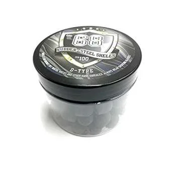 SSR New! 100 x D-Type Hard Mix Rubber Steel Shells Rubber Balls Mixed with Steel Powder 6 Grams Heavy Ammunition for Training Home Self Defense Paintball Pistols in 68 Caliber, Black